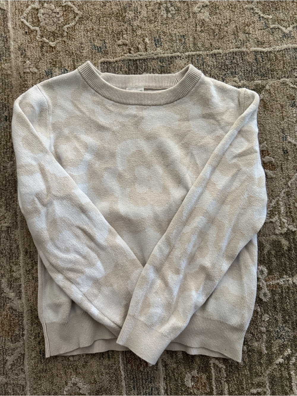 abercrombie kids Cream and Light Gray Crewneck Sweater